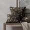 Black Abstract Leaves Linen Look Print Upholstery Fabric by The Yard - SKU: Brady Obsidian